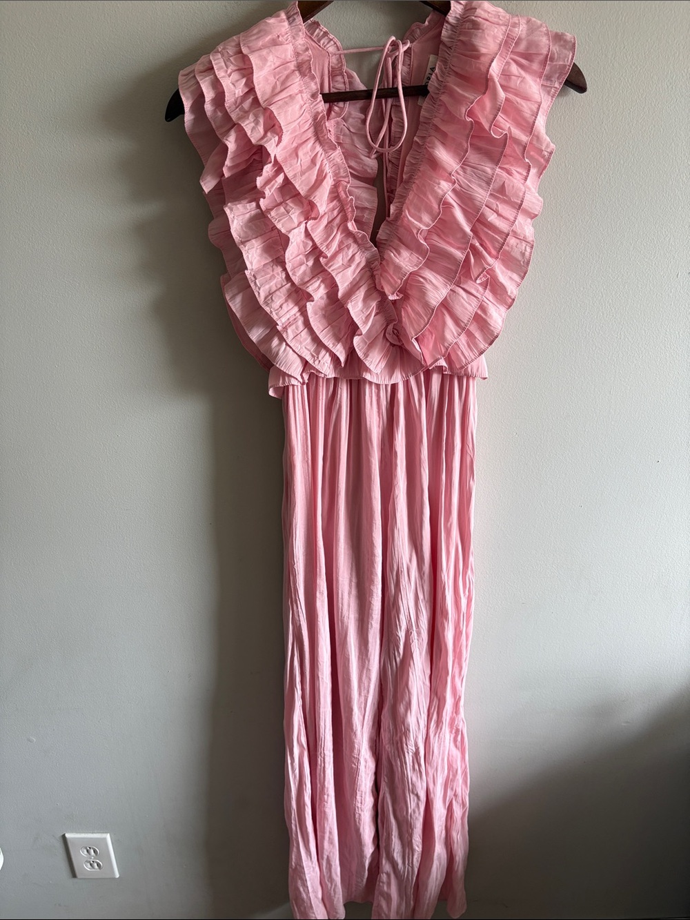 Pink Ruffled Sleeveless Maxi Dress